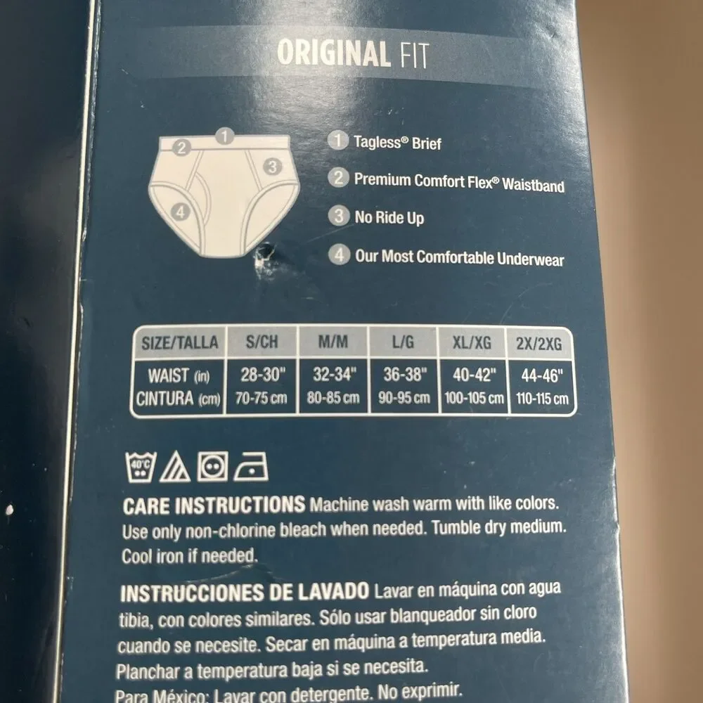 Hanes Men's Underwear Briefs White 7-Pack Tagless 2XL 44/46 Full Cut‎ Fresh IQ